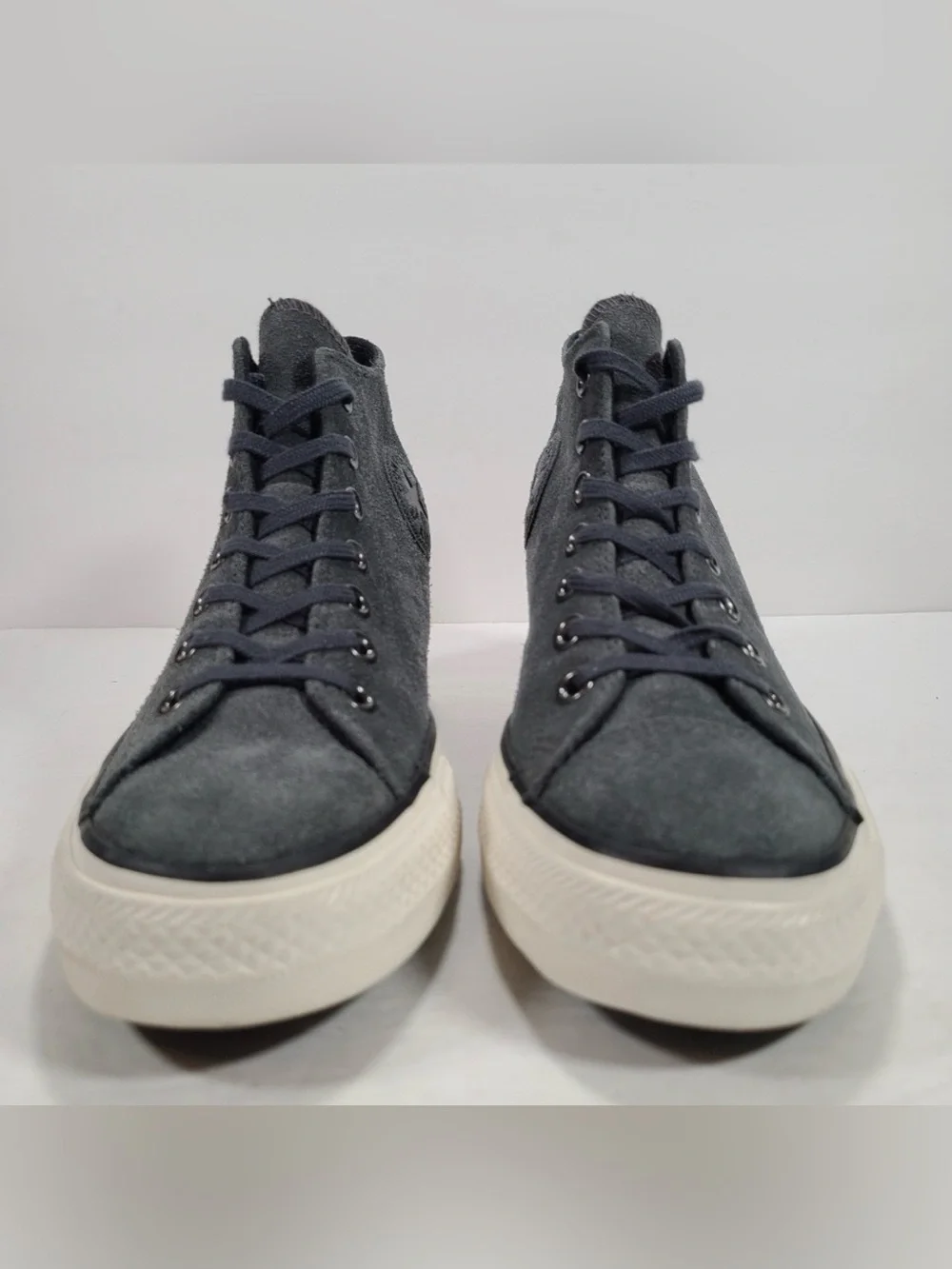 Converse CTAS Charcoal Gray Suede Lux Mid Hidden Wedge Lace Up Sneakers Women 10